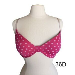 Women's Push Up Bra 36D Perfect Shape Plunge Molded Cups Pink 36D NWOT